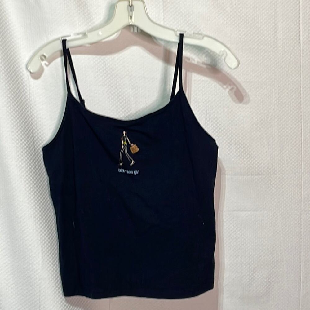 The girls M black adjustable spaghetti strap Bloomies Girl shelf bra tank